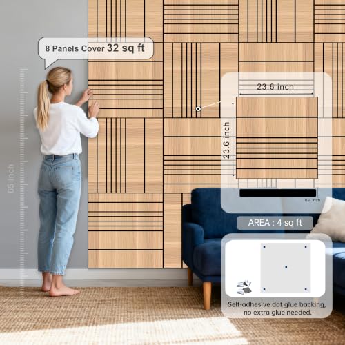 WoveN SounD Acoustic Wall Panels, Natural Oak, 8 Pack, 23.6x23.6 in - color: Natural Oak, size: VariSlat