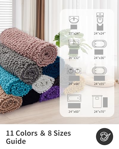 ILANGO Bathroom Rug Dark Grey 70x24,Extra Soft Absorbent Chenille Bath Rug - color: Dark Grey, size: 24"×70"
