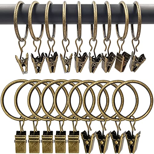 100 Pack Metal Curtain Rings with Clips, 1.26 in ID, Bronze - color: Bronze, size: 1.26" I D 100 Pack