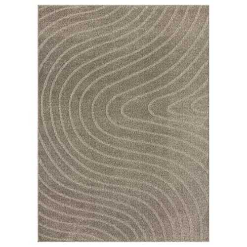 LUXE WEAVERS Modern Geometric Wave Taupe 8x10 Area Rug - color: Taupe, size: 8' x 10' (Rectangular)