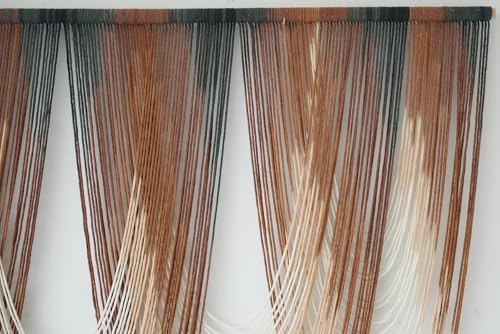 Macrame Wall Hanging Dip Dyed Brown Fiber Tapestry Boho Decor 57" W x 41" L - color: Brown