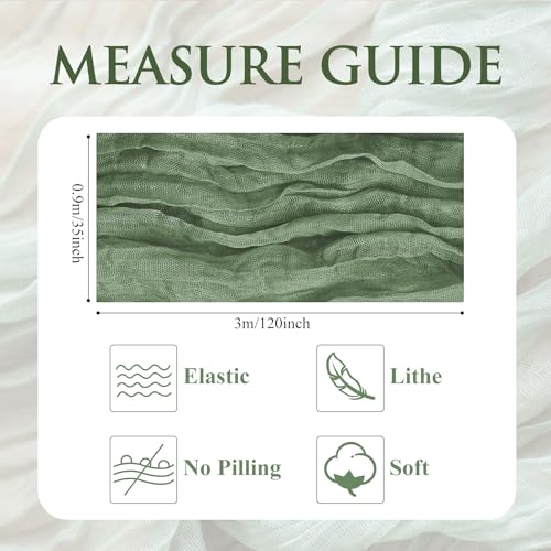 Cheesecloth Table Runner 10FT Sage Green Boho Gauze Rustic Sheer Runners - color: Sage Green, size: 1 Pack