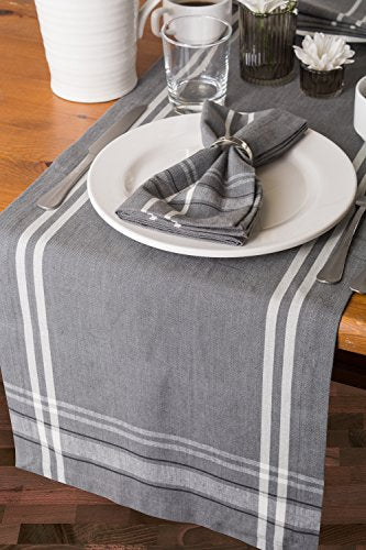 DII French Stripe Dining Table Collection Farmhouse Style Table Runner, 14x72 Inches, Gray Chambray - color: Gray Chambray, size: 14x72 Inches (Pack of 1)