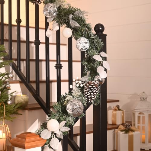 Valery Madelyn 9 Feet Pre-Lit Christmas Garland with Lights Snowy White - color: Snowy White, size: 9 feet