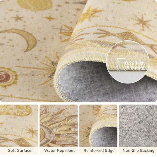 Vacuum-Friendly, 2x3 Washable Area Rug, Beige Camel Brown - color: Beige/Camel/Brown, size: 2' x 3' (Rectangular)