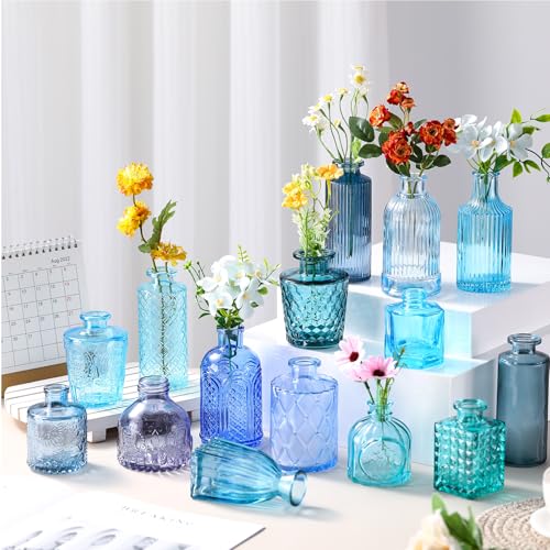 Yaomiao 30 Pcs Glass Bud Vases Centerpieces, Blue Series - color: Blue Series