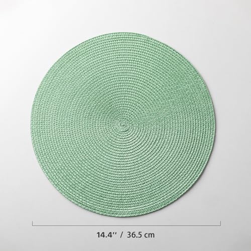 Baroyal Round Placemats Set of 8 Plastic Woven Placemats Washable Wipeable Table Mats for Dining Table Heat Resistant Non-Slip Circle Place Mats (Green) - color: Green