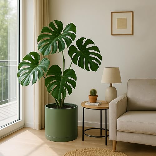 D'vine Dev Plastic Planter Pot with Saucer, 16 in, Olive, 74-X-I-5 - color: Olive, size: 16"