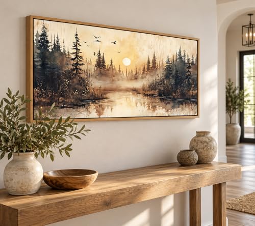 Large Framed Forest Nature Landscape Canvas Wall Art 40x20 in - color: Large Landscape, size: 40"L x 20"W