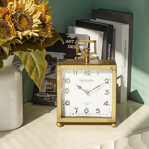 NIKKY HOME Vintage Gold Table Clock, Silent Classic Large Mantel Clock - size: Large
