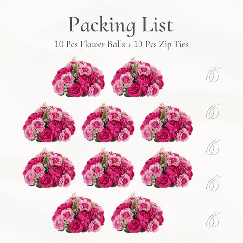 Flower Centerpieces for Wedding Tables: Hot Pink, Set of 10 - color: Hot Pink, size: 10 PCS