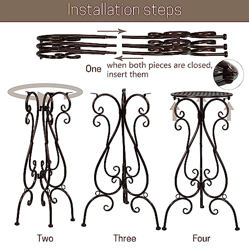 NAKUPE 2 Pack Plant Stands Indoor Outdoor, Metal Flower Pot Holder 22.5 inch Tall, Heavy Duty Pedestal Plants Stand for Patio Garden Porch Corner Balcony, Brown