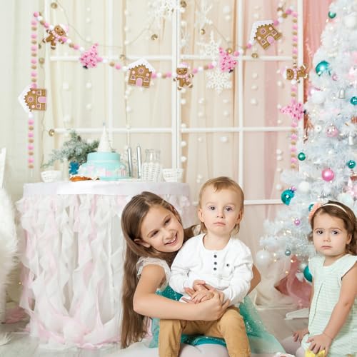 Jansun 8.2 Ft Pink Christmas 3D Felt Garland - color: Pink