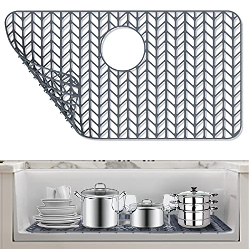 AWOKE Silicone Sink Protectors for Kitchen Sink, 26x14in Rear Drain - size: 26 x 14 Rear Drain