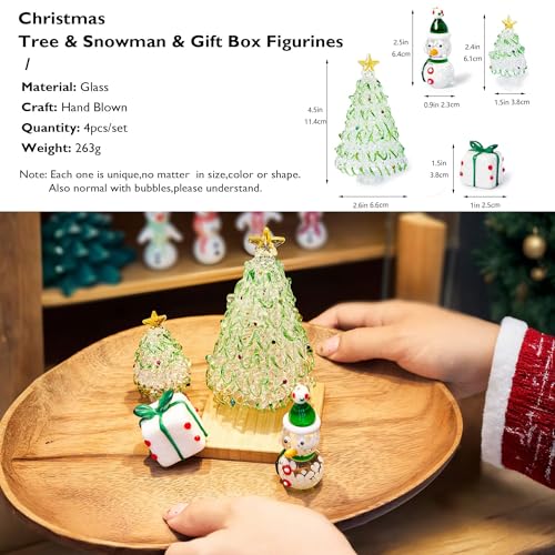 Set of 4 Mini Blown Glass Christmas Figurines Collectible Miniatures