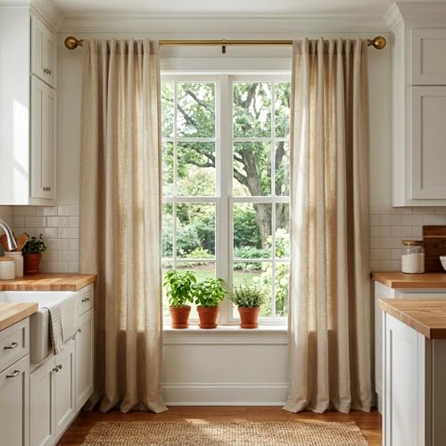 Brass Curtain Rods for Windows 18 to 120 inches, 1 Inch Modern Metal Drapery Rods, Adjustable Heavy Duty Curtain Pole with Round Finials(18"-120"Antique Brass) - color: Antique Brass, size: 18"-120"