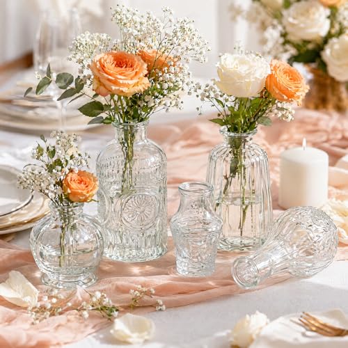 Set of 100 Glass Bud Vase Set, Small Vintage Clear Flower Vase Centerpieces for Table Bulk Cute Rustic Style Mini Vase for Home Decor Wedding Baby Shower Birthday Party
