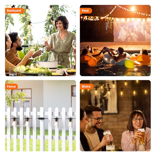 Kawaya ST38 Outdoor String Lights 50FT for Patio Garden Porch Bistro Cafe - size: 50FT