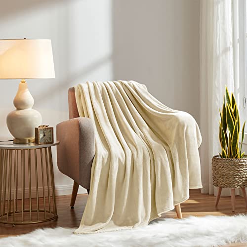 KMUSET Super Soft Throw Blanket Premium Silky Flannel Fleece Twin Size Beige Microfiber Lightweight Blanket All Season Use - color: Beige, size: Twin(60"x80")