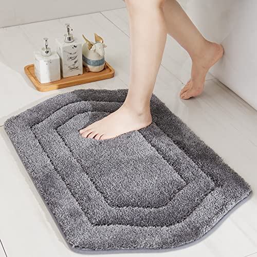 COSY HOMEER Plush Non-Slip Bath Mat, Grey, 20" x 32" - color: Grey, size: 20" x 32" (Oval)