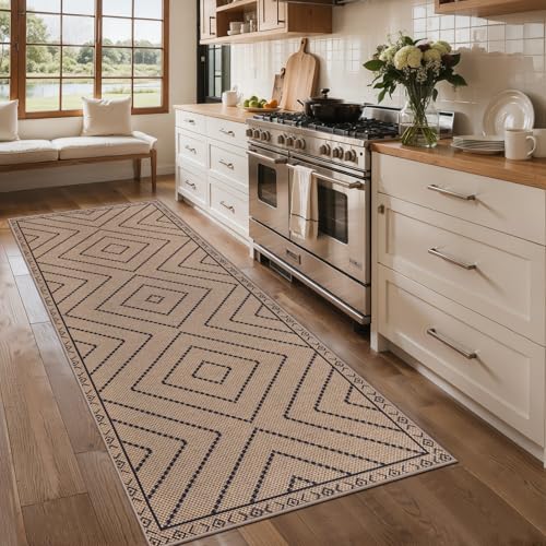 Tangsoo Easy Jute 2x5 Hallway Washable Runner Rug,Non-Slip Carpet Runners - color: Black Diamond, size: 2x5ft