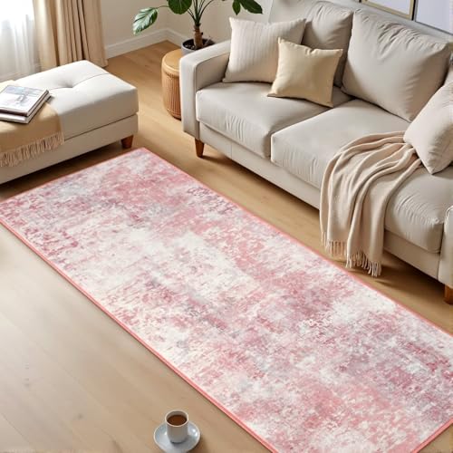 Macgace Washable Abstract Area Rug for Kitchen, 2x6 Pink Runner Rugs - color: Blush Pink, size: 2' x 6' (Rectangular)