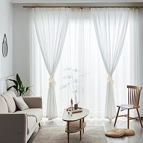 2 Pack Boho Curtain Tiebacks, Beige - color: S2
