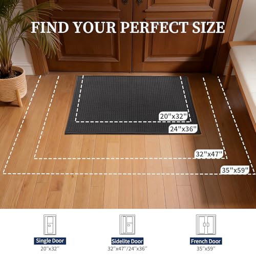 YIHOUSE Indoor Door Mat 24" x 36", Non-Slip Washable Entryway Mat, Dirt Trapper Absorbent Entrance Mat, Low Profile Floor Mat for Front/Back Door, Entryway, Dark Gray - color: Dark Gray, size: 24"x36" (Rectangular)
