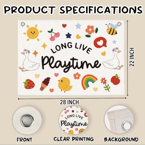 Playroom Linen Hanging Banner Kids Nursery Wall Decor 20x30 In - color: Long1