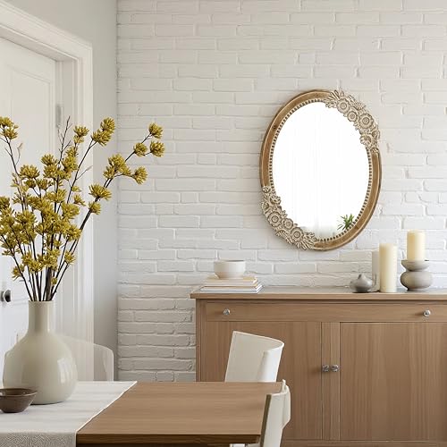 Rustic Oval Mirror 30 x 23 inch, Handmade Distressed White