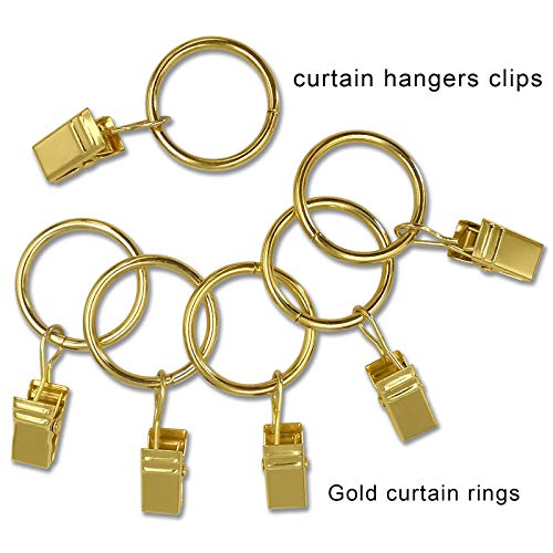 LLPJS Curtain Rings with Clips, 1 inch ID, 100 Pack, Gold - color: Gold, size: 1" I D Set of 100