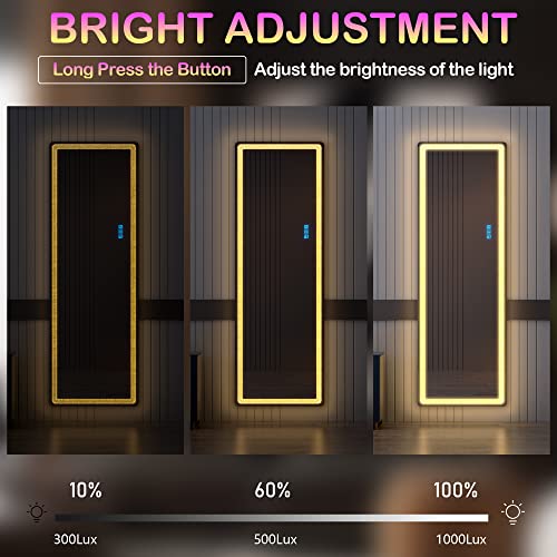 LVSOMT 63 x 20 in Full Length Mirror with LED Lights, RGB Lighting, White - color: White, size: 63"L x 20"W