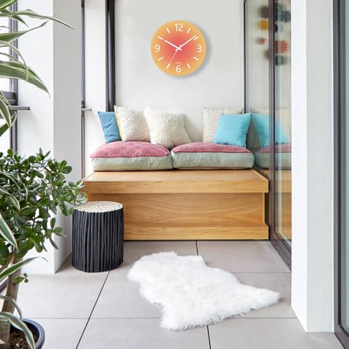 Tempered Glass Wall Clock, 14 Inch Sunset Decorative Clock - color: Sunset