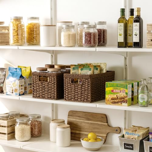 StorageWorks Rectangular Wicker Storage Baskets for Organizing, 2-Pack - color: Dark Brown (Paper Rope), size: 2x 13"L x 8¼"W x 7"H