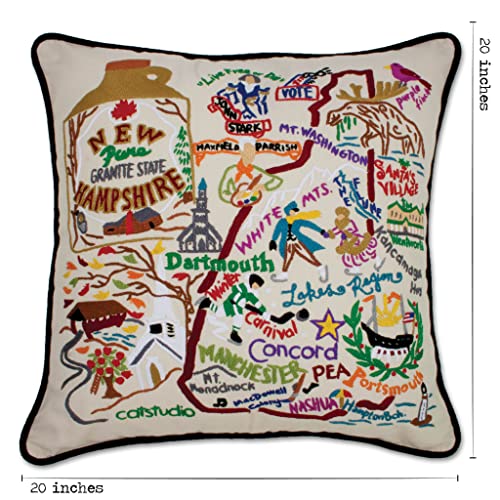Catstudio New Hampshire Hand Embroidered Pillow, Decorative Throw Pillow - color: New Hampshire