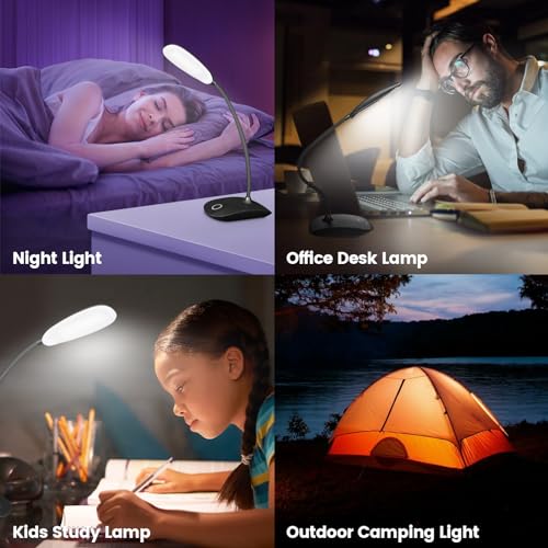 Portable Battery Powered Desk Lamp Small Rechargeable LED Table Light - color: Black
