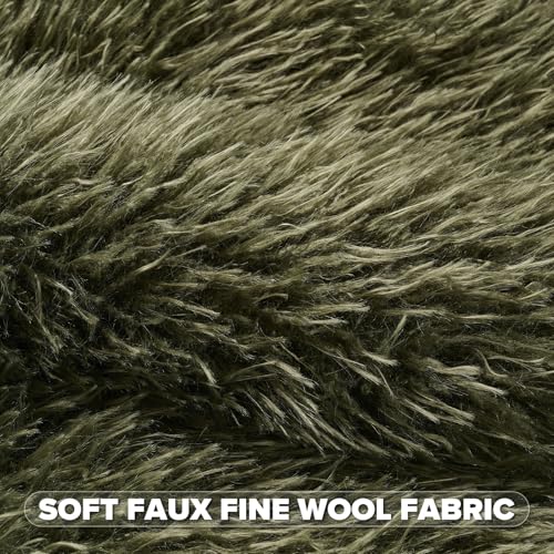 FUTEI Pack of 2 Faux Wool Throw Pillow Covers 18x18 Inch, Olive Green - color: Olive Green
