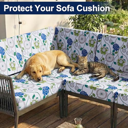 Smiry Waterproof Patio Cushion Covers, Stretch Outdoor Furniture Covers - color: Light Green, size: 12PCS