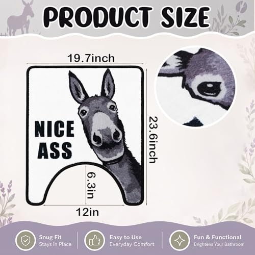 Drydiet U Shaped Toilet Rug Washable Cute Bath Mat 24x20,Donkey - style: Donkey