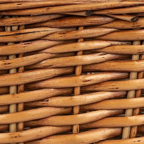 Household Essentials Woven Market Basket, Handwoven Willow Weave, Stylish Handles with Durable Metal Anchors, Classic and Versatile, Attractive, Spacious, Lightweight, Brown Stain - color: Stained Brown