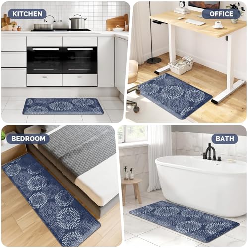 Kitchen Mat Water-Resistant Kitchen Rugs Cushioned Anti-Fatigue Floor Mat - color: Blue, size: 28"L x 17.3"W x 0.5"Th