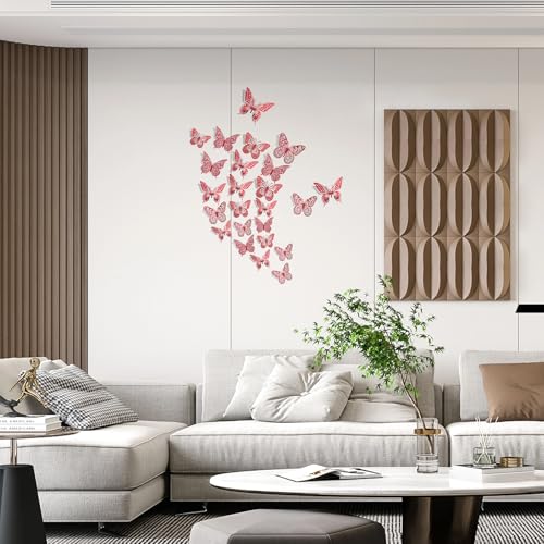 SAOROPEB 3D Butterfly Wall Decor 48 Pcs Blood Red Butterfly Decorations - color: 48 Pcs, Blood Red