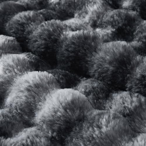 50"x60" Ultra-Soft Fuzzy Faux Fur Throw Blanket, Black Tie Dye - color: Bubble Tie Black, size: Throw (50" x 60")