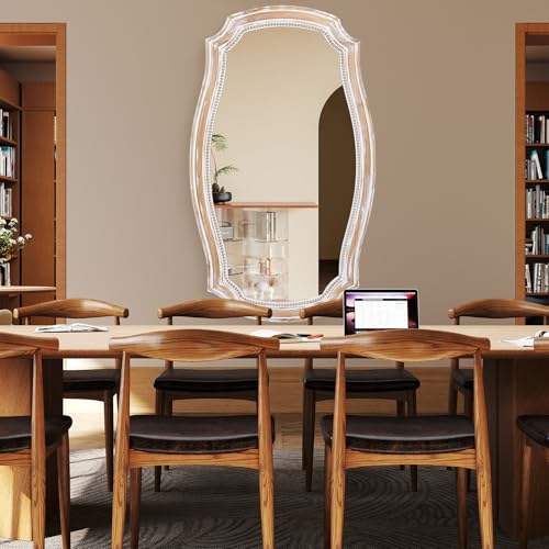 36x24 Inch Scalloped Wall Mirror, Rustic Farmhouse Wood Frame Mirrors - color: C - 36"l X 24"w