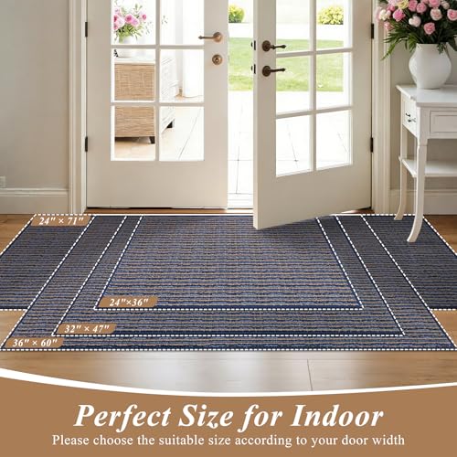 Ileading Door Mat 24"x36" Non-Slip Washable, Super Absorbent Stain Resistant Friendly Muddy Paws Welcome Mat, Entryway Mat for Entrance Bath Laundry, Blue - color: Blue, size: 24"x36"
