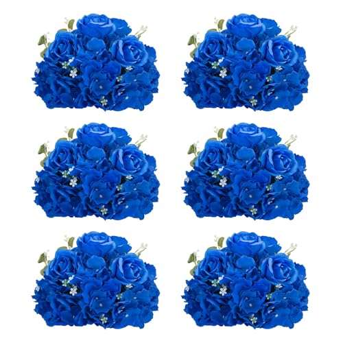 Royal Blue Flowers Balls Centerpieces: 11.8in Diam, Set of 6 - color: Royal Blue, size: 11.8" Diam - 6 PCS
