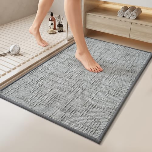 Bath Mat Non Slip,Quick Dry Bathroom Rug Under Door,24"x36",Grey - color: A- Grey, size: 24" x 36"