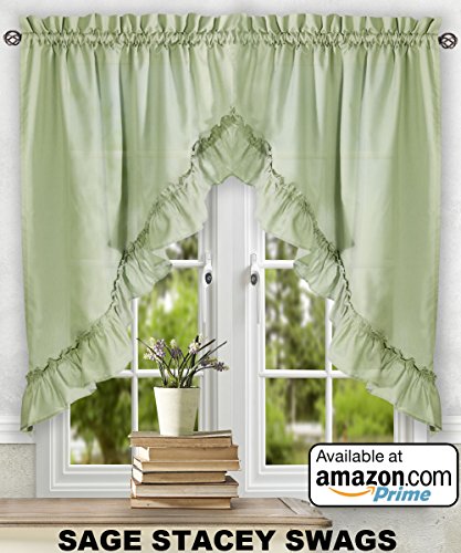 Ellis Curtain Stacey 54-by-13 Inch Ruffled Filler Valance (Sage) - color: Sage