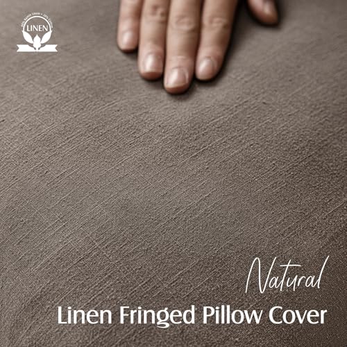 Foindtower Decorative Linen Fringe Throw Pillow Covers 16×16 Light Coffee - color: Malt Ball, size: 16" x 16" (Pack of 2)