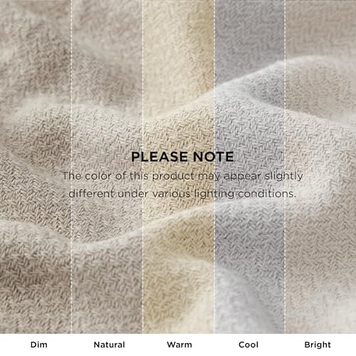 Bedsure 100% Cotton Blanket, Herringbone Weave, Full, Linen Beige - color: 01 - Linen Beige, size: Full